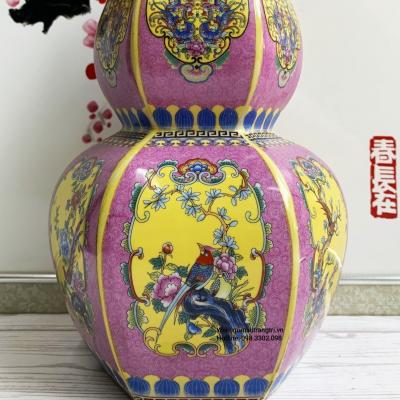 Bình Hồ Lô Họa Tiết Chim Hoa Tứ Qúy